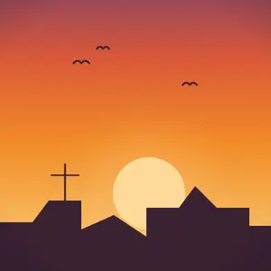 Orange sunset over the rooftops