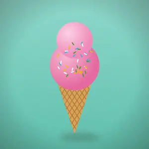 Pink ice cream cone with sprinkles